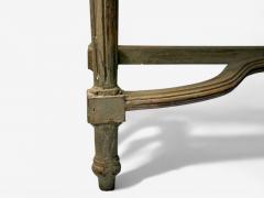 Gustavian Louis XVI Style Console Tables Distressed Grey Wood Marble France - 3976899