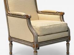 Gustavian Louis XVI Style Lounge Chairs Grey Painted Wood Fabric 1940s - 3985764