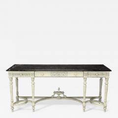 Gustavian Louis XVI Style White Painted Console Table France Marble 1910 - 4267142