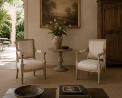 Gustavian Lounge Chairs Grey Paint Decorated Fabric Sweden 19th c  - 4709727