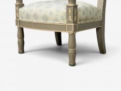 Gustavian Lounge Chairs Grey Paint Decorated Fabric Sweden 19th c  - 4709736
