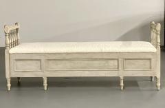 Gustavian Paint Decorated Storage Bench New Wool Shearling Sweden 19th C  - 2564813