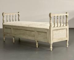 Gustavian Paint Decorated Storage Bench New Wool Shearling Sweden 19th C  - 2564814