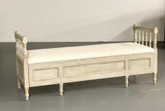 Gustavian Paint Decorated Storage Bench New Wool Shearling Sweden 19th C  - 2564816