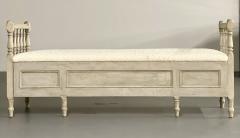Gustavian Paint Decorated Storage Bench New Wool Shearling Sweden 19th C  - 2564817
