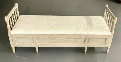 Gustavian Paint Decorated Storage Bench New Wool Shearling Sweden 19th C  - 2564818