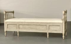 Gustavian Paint Decorated Storage Bench New Wool Shearling Sweden 19th C  - 2564819