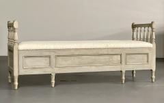 Gustavian Paint Decorated Storage Bench New Wool Shearling Sweden 19th C  - 2564820
