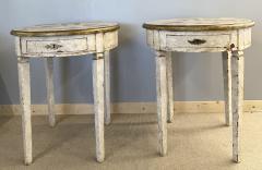 Gustavian Pair of End Side Tables Swedish Paint Decorated Fornasetti Style - 2920687