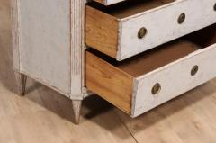 Gustavian Period 1800s Swedish Dove Grey Painted Three Drawer Chest - 3564828