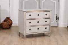 Gustavian Period 1800s Swedish Dove Grey Painted Three Drawer Chest - 3564829