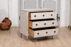 Gustavian Period 1800s Swedish Dove Grey Painted Three Drawer Chest - 3564832