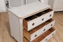 Gustavian Period 1800s Swedish Dove Grey Painted Three Drawer Chest - 3564851