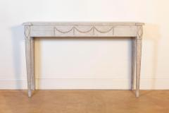 Gustavian Period 1810s Swedish Gray Painted Console Table with Carved Garlands - 4271392