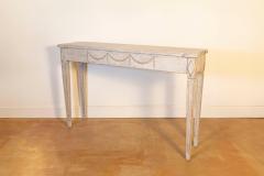 Gustavian Period 1810s Swedish Gray Painted Console Table with Carved Garlands - 4271393