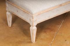 Gustavian Style 1900s Swedish Footstool with Carved Rosettes and Tapered Legs - 3587930