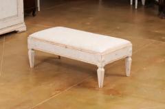 Gustavian Style 1900s Swedish Footstool with Carved Rosettes and Tapered Legs - 3587984