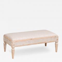 Gustavian Style 1900s Swedish Footstool with Carved Rosettes and Tapered Legs - 3592800