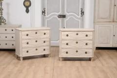 Gustavian Style 19th Century Painted Chests with Carved Diamond Motifs a Pair - 3564663