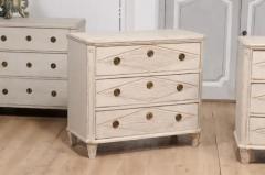 Gustavian Style 19th Century Painted Chests with Carved Diamond Motifs a Pair - 3564668
