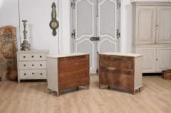 Gustavian Style 19th Century Painted Chests with Carved Diamond Motifs a Pair - 3564750
