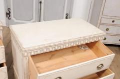 Gustavian Style 19th Century Painted Swedish Chests with Carved Greek Key Frieze - 3577203