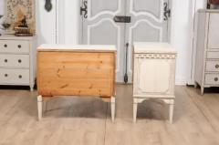 Gustavian Style 19th Century Painted Swedish Chests with Carved Greek Key Frieze - 3577264