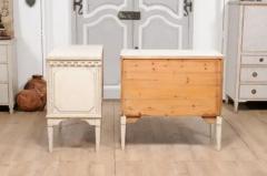 Gustavian Style 19th Century Painted Swedish Chests with Carved Greek Key Frieze - 3577267