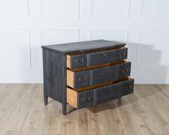 Gustavian Style Chest of Drawers in Black with Brass Hardware and Carved Details - 4223230