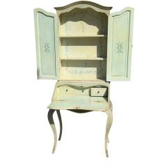 Gustavian Style Painted Light Blue Secretary Desk Cabinet - 4488884