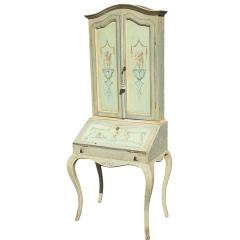 Gustavian Style Painted Light Blue Secretary Desk Cabinet - 4488885