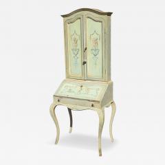Gustavian Style Painted Light Blue Secretary Desk Cabinet - 4491107