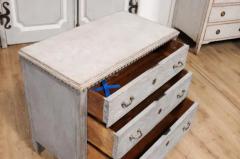 Gustavian Style Swedish 19th Century Three Drawer Gray Painted and Carved Chest - 3587935