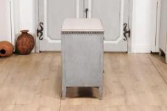 Gustavian Style Swedish 19th Century Three Drawer Gray Painted and Carved Chest - 3587943