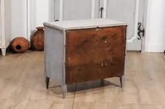 Gustavian Style Swedish 19th Century Three Drawer Gray Painted and Carved Chest - 3587947