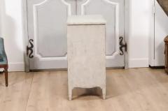 Gustavian Style Swedish Light Grey Painted Three Drawer Chest with Carved Posts - 3564703