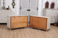 Gustavian Style Swedish Off White Painted Three Drawer Breakfront Chests a Pair - 3588063