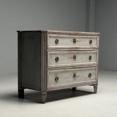Gustavian Swedish Commode Gray Paint Distressed Brass Sweden 1800s - 3629817