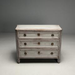 Gustavian Swedish Commode Gray Paint Distressed Brass Sweden 1800s - 3629818