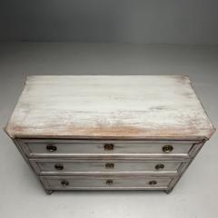 Gustavian Swedish Commode Gray Paint Distressed Brass Sweden 1800s - 3629824