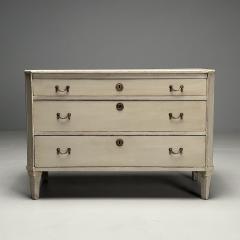 Gustavian Swedish Commode Gray Paint Distressed Brass Sweden 1900s - 3630148