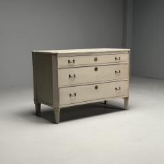 Gustavian Swedish Commode Gray Paint Distressed Brass Sweden 1900s - 3630149