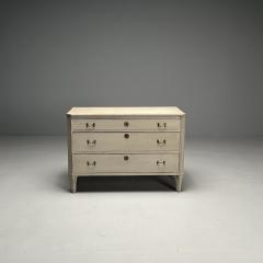 Gustavian Swedish Commode Gray Paint Distressed Brass Sweden 1900s - 3630153