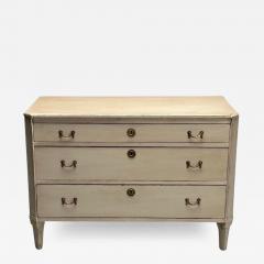 Gustavian Swedish Commode Gray Paint Distressed Brass Sweden 1900s - 3630558