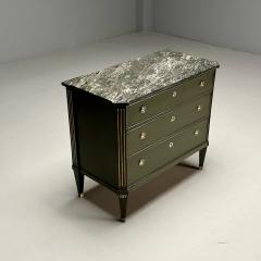 Gustavian Swedish Commode Green Paint Marble Brass Sweden 1980s - 3634465