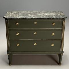 Gustavian Swedish Commode Green Paint Marble Brass Sweden 1980s - 3634466