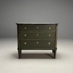 Gustavian Swedish Commode Green Paint Marble Brass Sweden 1980s - 3634467