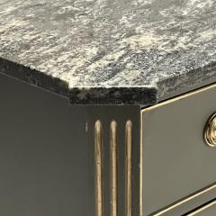 Gustavian Swedish Commode Green Paint Marble Brass Sweden 1980s - 3634468
