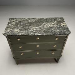 Gustavian Swedish Commode Green Paint Marble Brass Sweden 1980s - 3634472