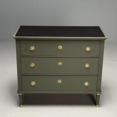 Gustavian Swedish Commode Green Paint Pinewood Brass Sweden 1970s - 3634408